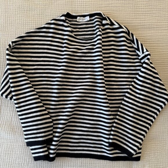 Carly Jean - Wesley Sweater - Black & White Striped - OS - Picture 3 of 7